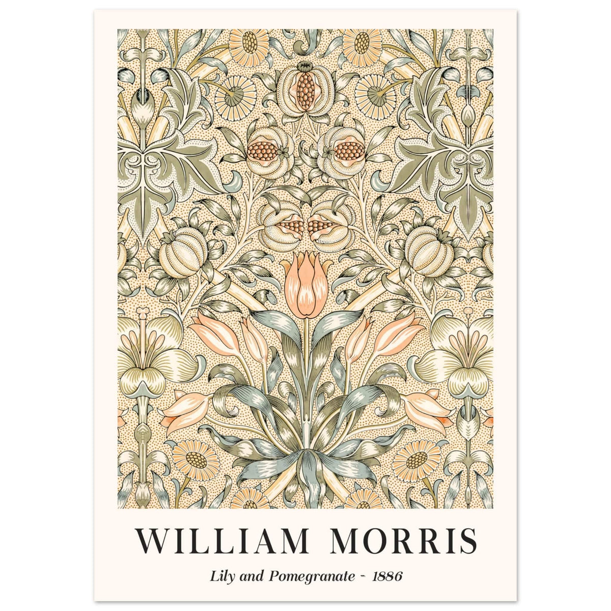 Artfulprints Poster William Morris - Lily and pomegranate 1886  - 50x70 cm - Groen