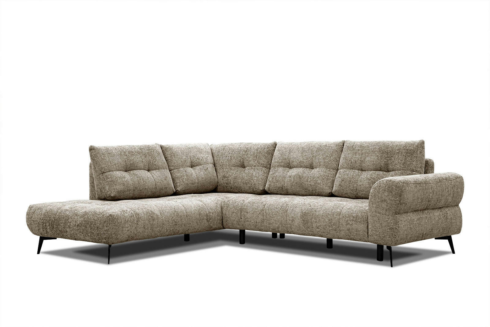 SALVINI - Canapé d'angle gauche 5 places tissu beige foncé