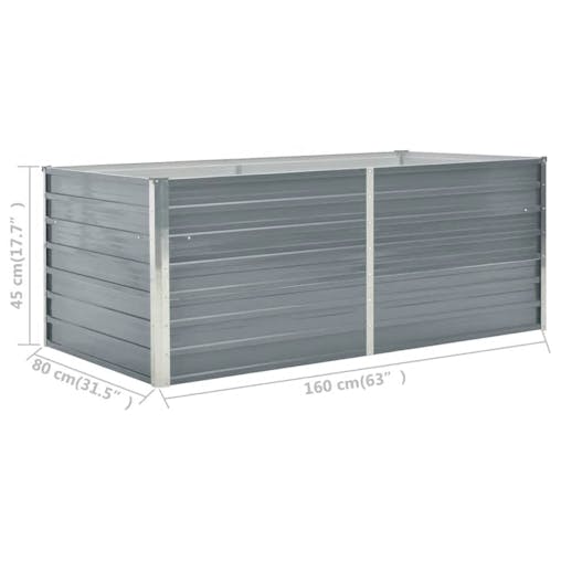 NNEVL Raised Garden Bed 160x80x45 cm Galvanised Steel Grey