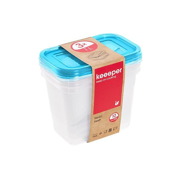 Lot de 3 Boîtes de conservation congélation 1 l fredo fresh - Bleu
