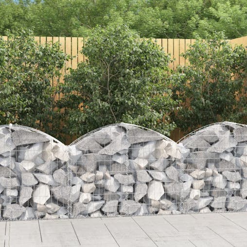 NNEVL Arched Gabion Basket 100x30x60/80 cm Galvanised Iron