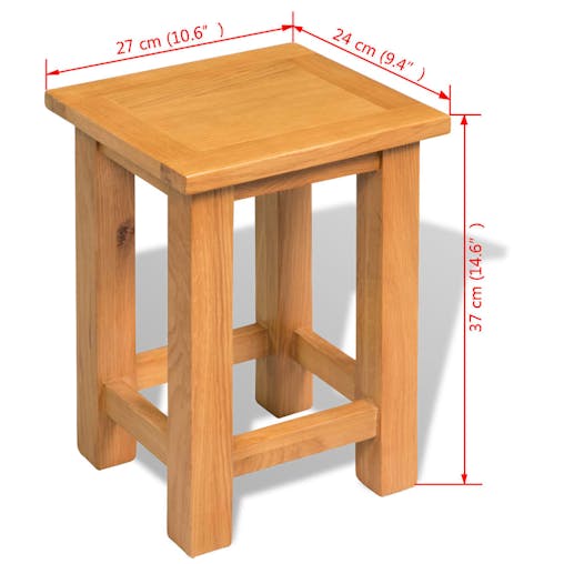 NNEVL End Table 27x24x37 cm Solid Oak Wood