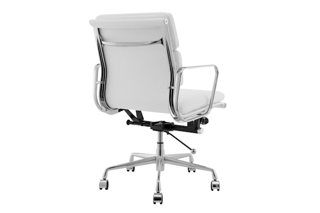 NNEKG Replica Eames Group Standard Aluminium Padded Low Back Office Chair (White Leather)