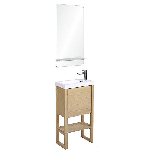 Meuble lave-mains ATOLL avec vasque blanche   miroir