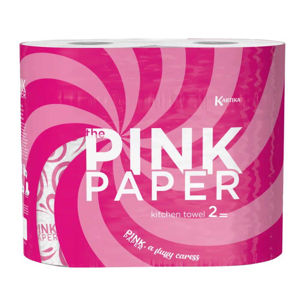Essuie tout Pink Paper 100 feuilles 2 plis 2 rouleaux