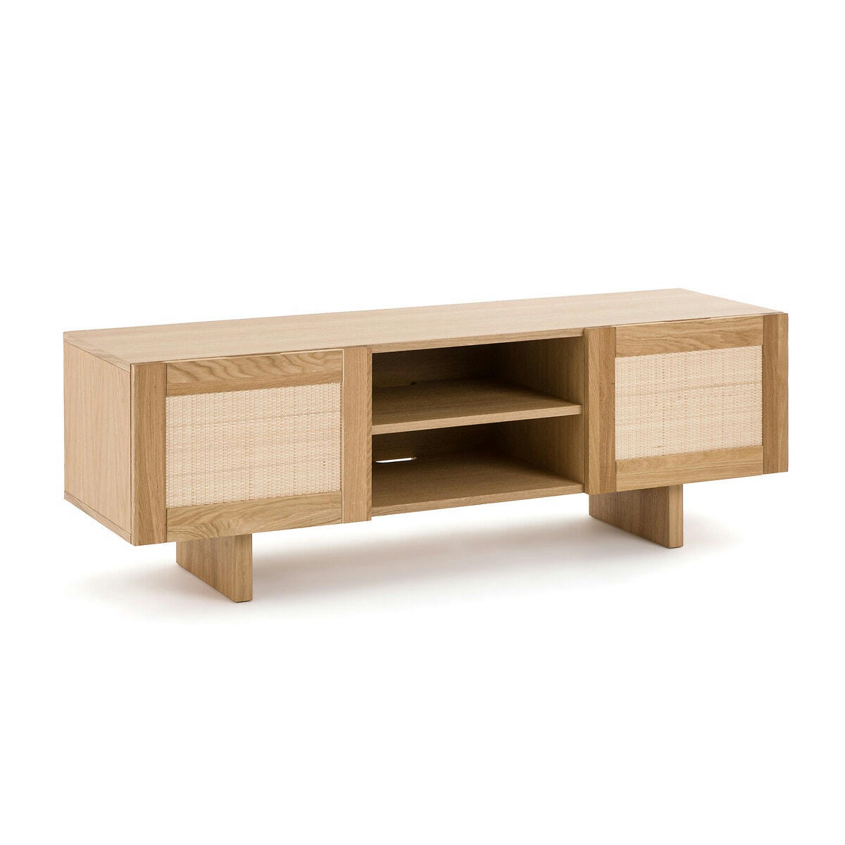 Meuble TV chêne et cannage L150 cm, Arty