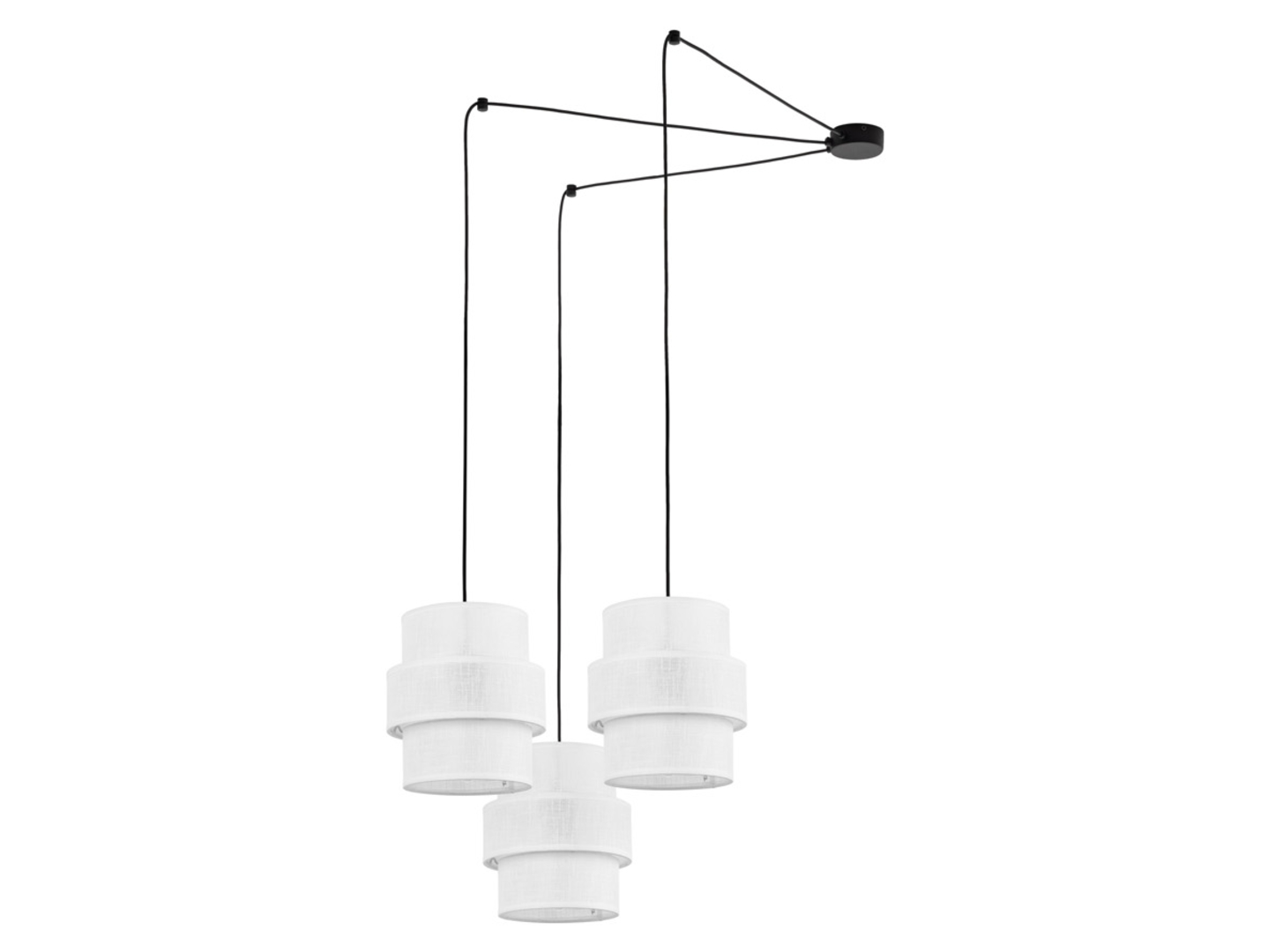 Lampa wisząca Calisto White 3-punktowa 210 cm tkaninowa biała