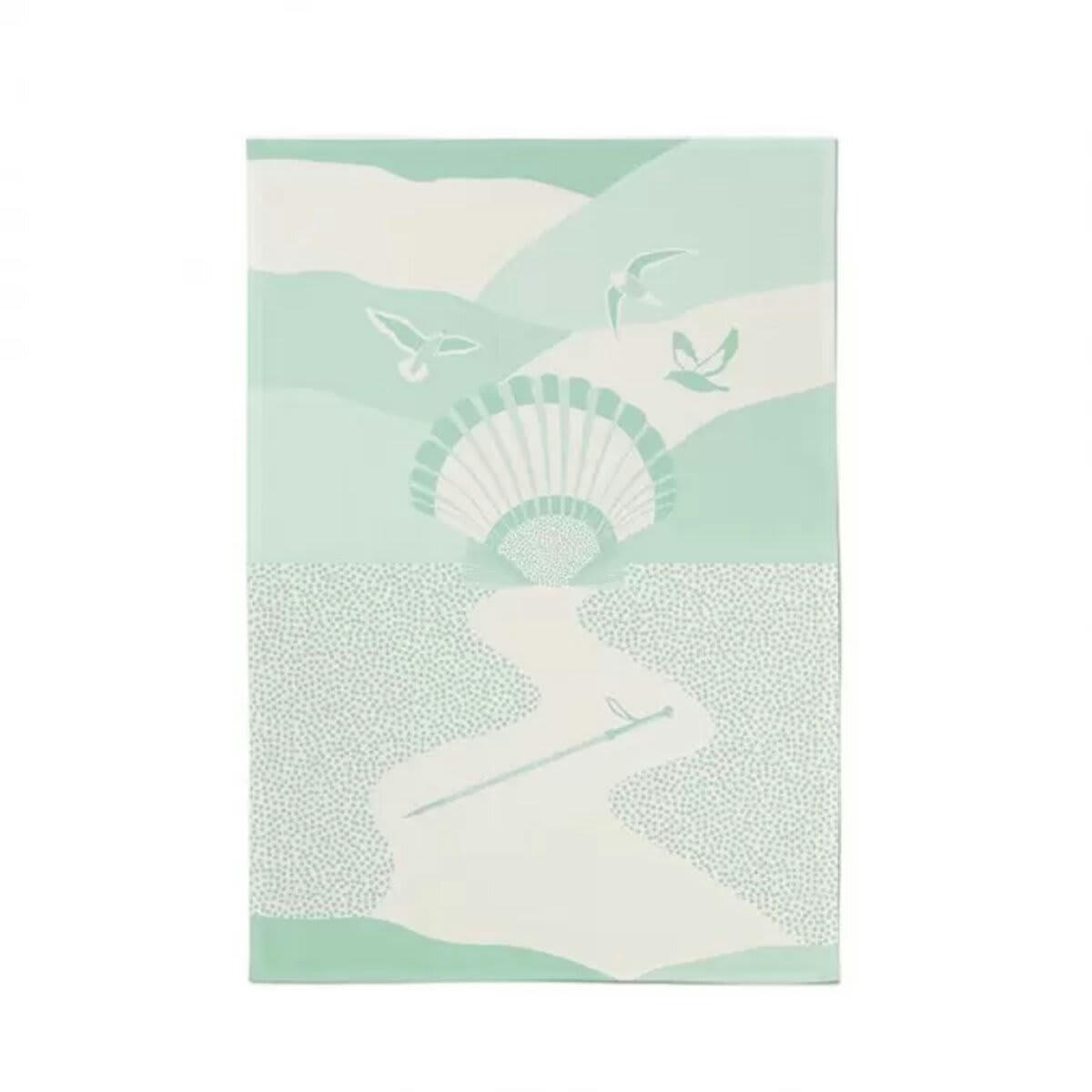 PANORAMA - Torchon de cuisine coton kontatu Panorama Bidea vert 50x70 cm