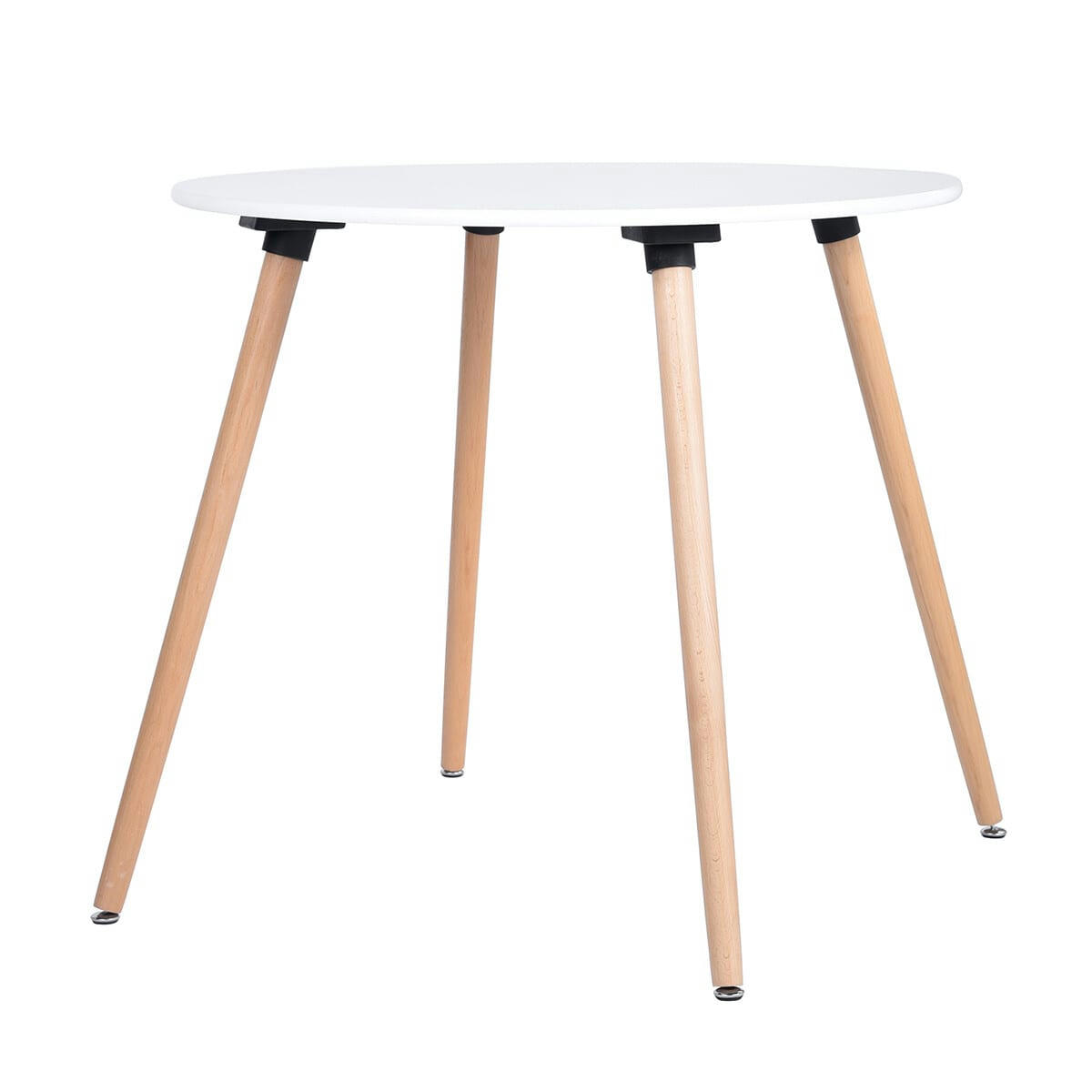 - Table à Manger Ronde Scandinave Blanche en Bois 80*80*74cm