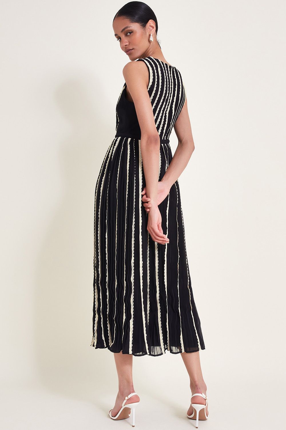 Monsoon Harper Monochrome Dress Black