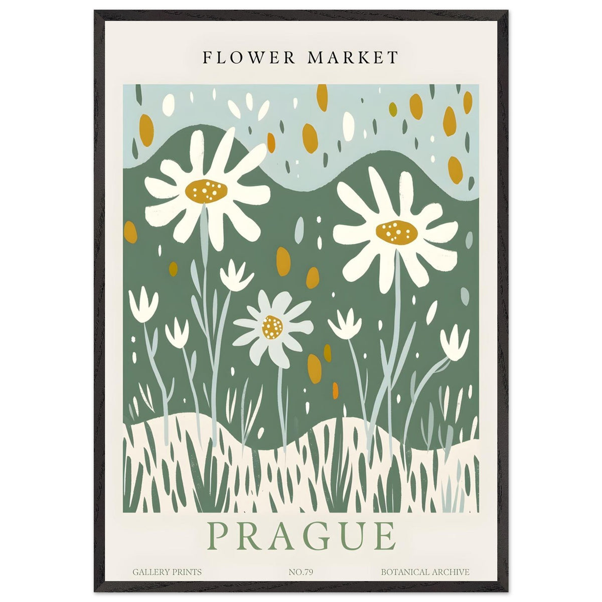 Artfulprints Poster met Lijst Flower market - Prague II  - 70x100 cm - Meerkleurig