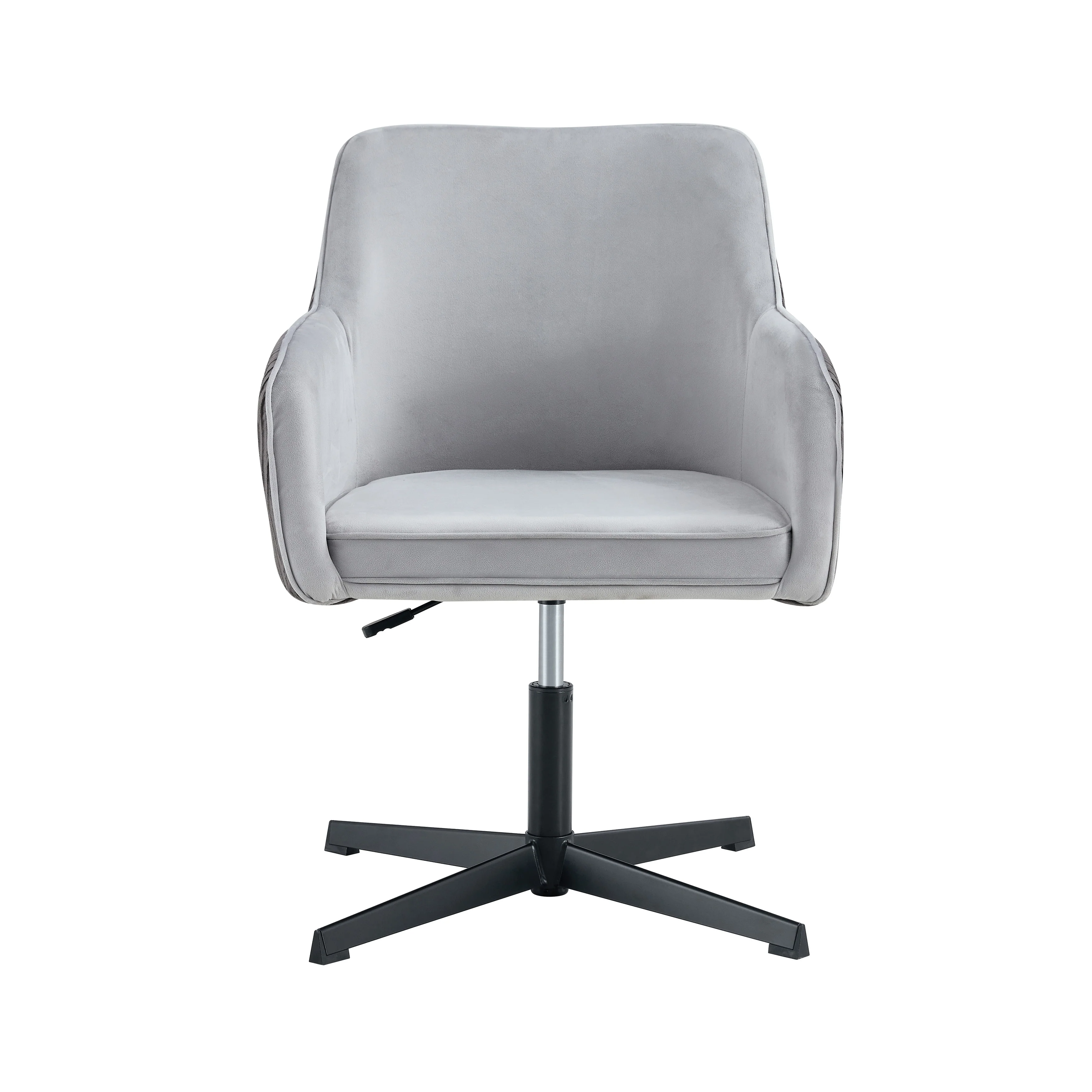 Modern Desk Chair no Wheel, Ergonomic Office Chair Home Office Upholstered Chair, Swivel Arm diining Chairs with Metal Legs
