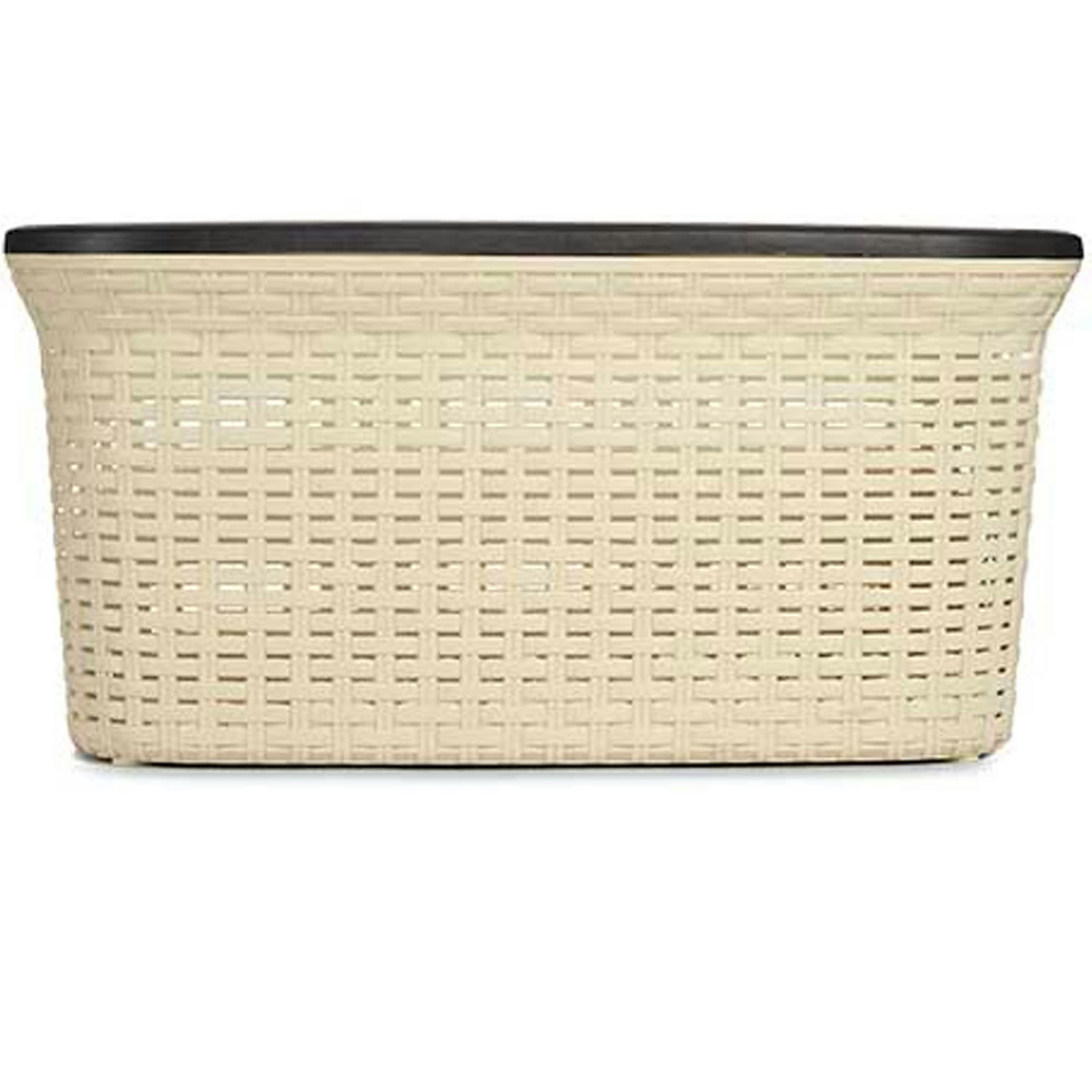 - Panier à linge buanderie beige et noir 2 poignées