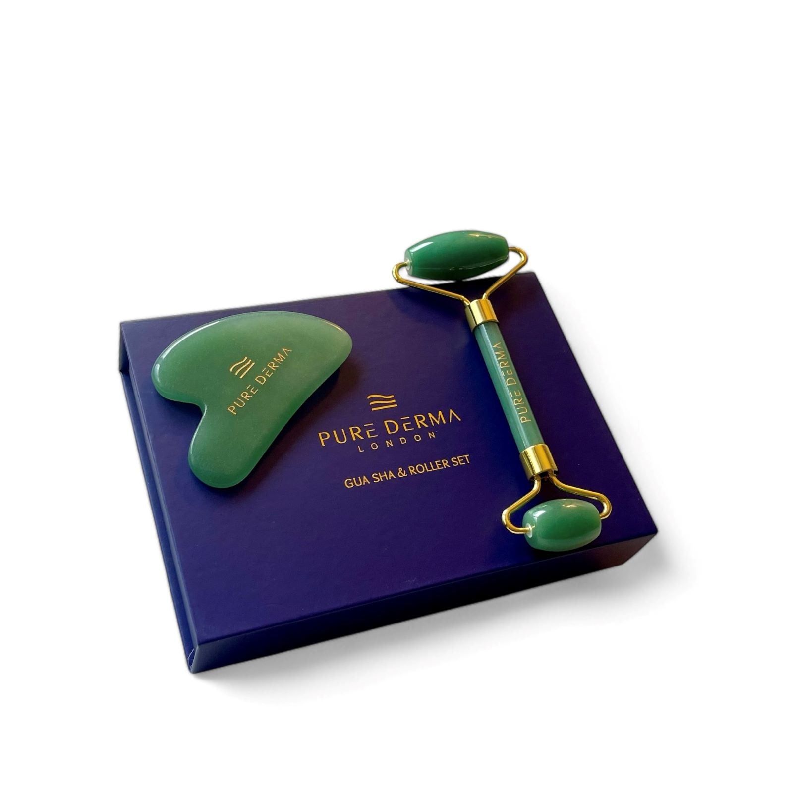 Pure Derma London Jade Gua Sha & Roller Set