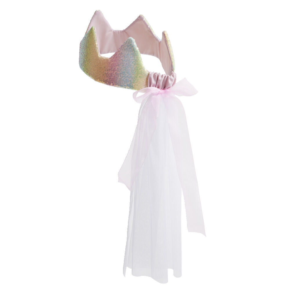 Couronne rose avec voile pour déguisement fille L47,5cm
