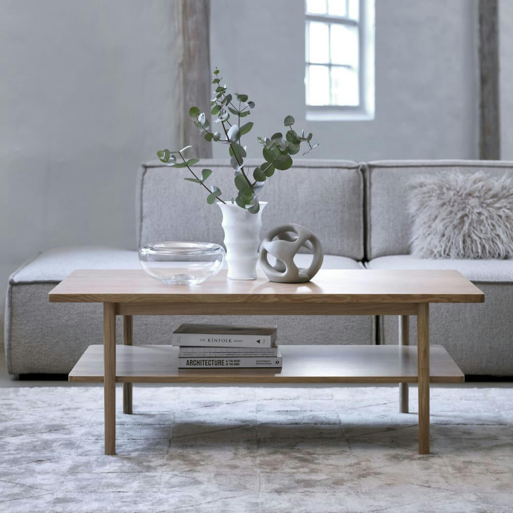 CLANE - Table basse en bois 120x60cm bois clair