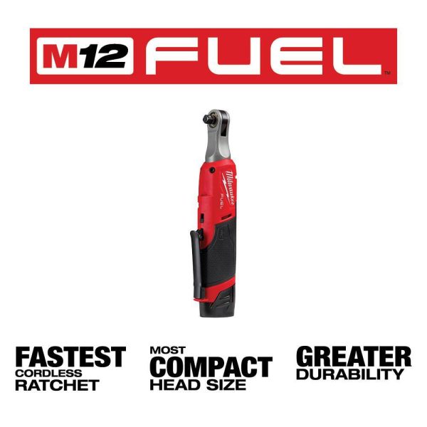 2567-22 M12 FUEL 12V Lithium-Ion Brushless Cordless High Speed 3/8 in. Ratchet Kit w/(2) Batteries, Charger and Bag