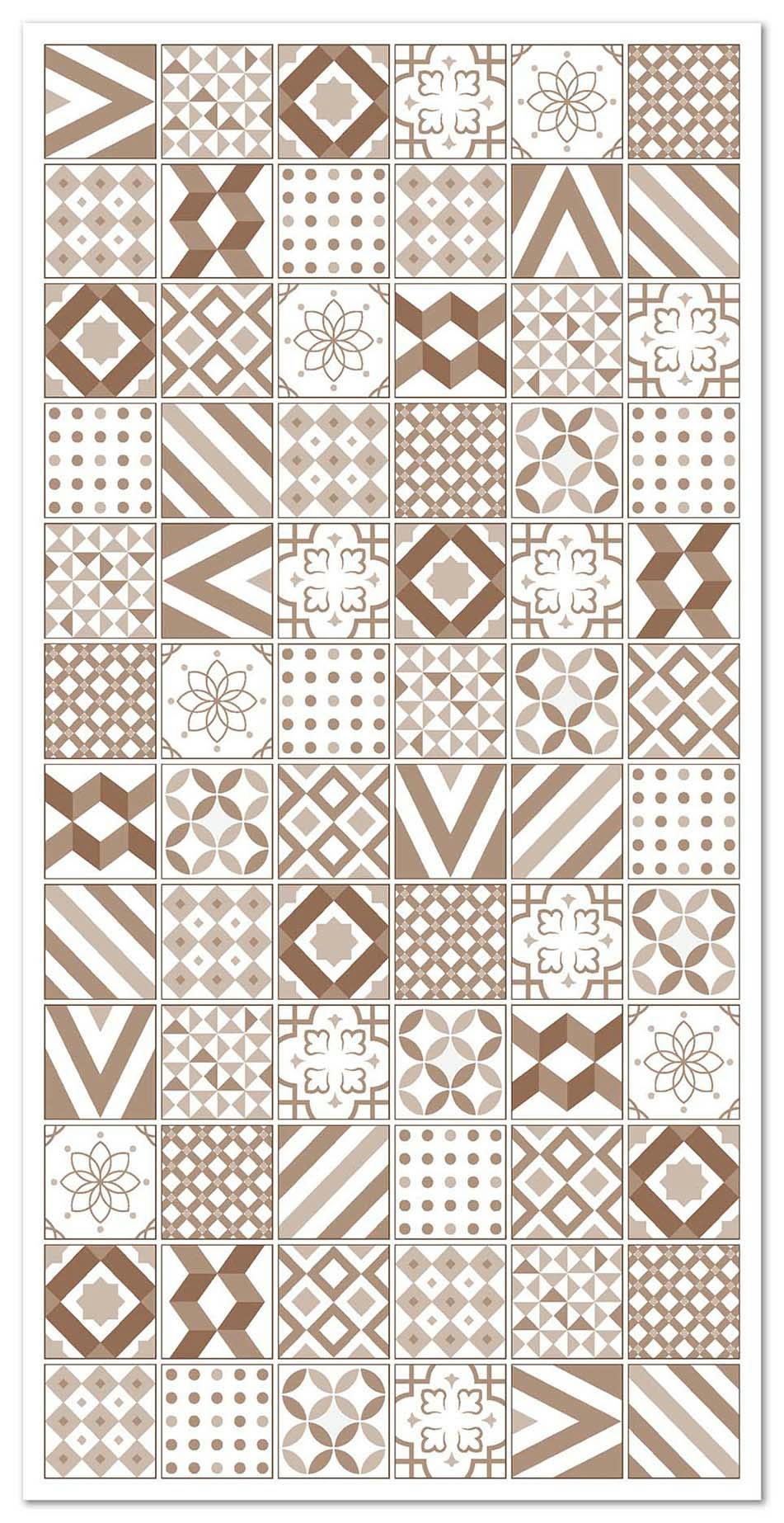ALFOMBRAS AZULEJOS - Tapis vinyle carreaux ciments love brun 80x300cm