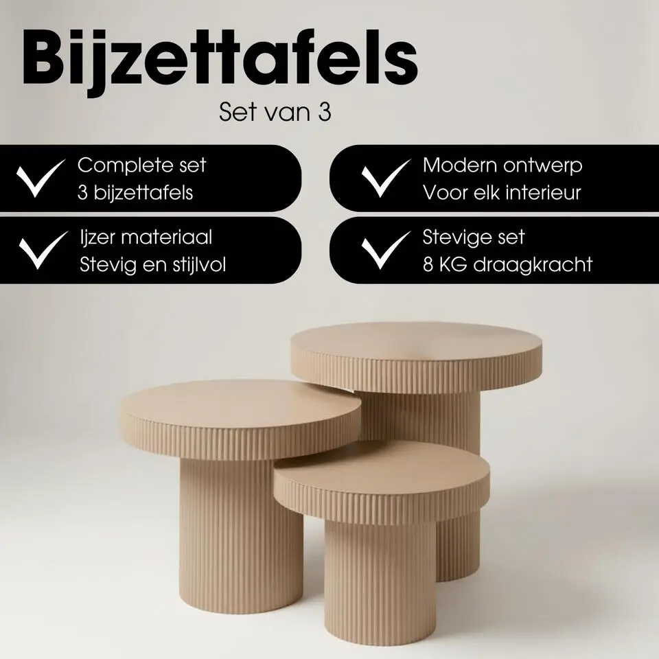 Mica Decorations Lux Bijzettafel - Set van 3