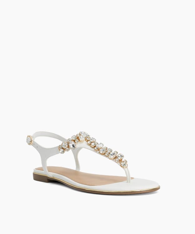 Life White - Embellished Toe Post Sandals