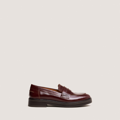 Mocassins à bouts rondsen cuir lisse marron | MIRNA