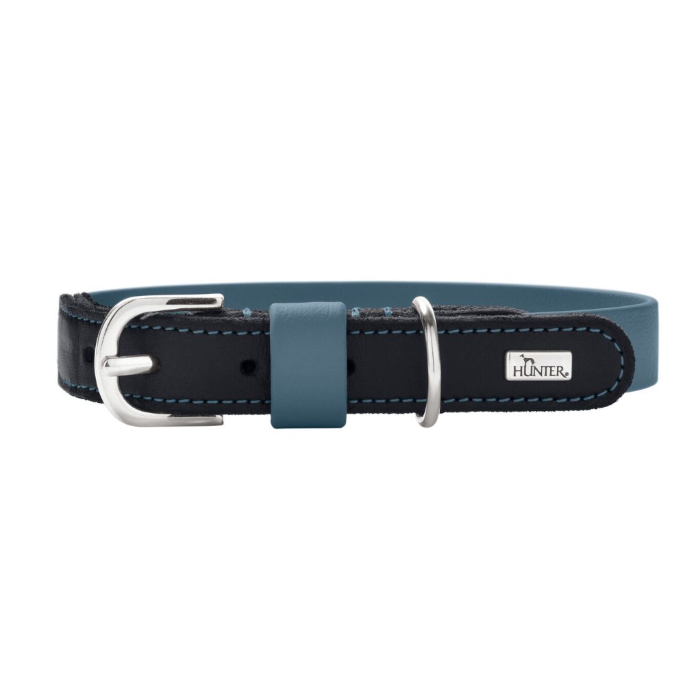 HUNTER Collar Wolmar BioThane® x Leather - Smoky Blue/Black