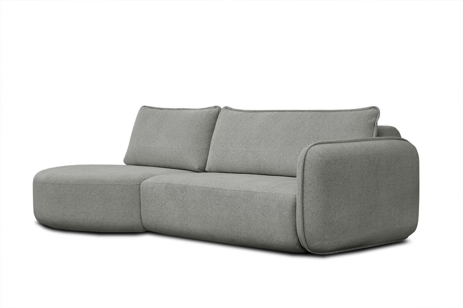 IPSUM - Canapé d'angle gauche 3 places avec l'île tissu gris moyen