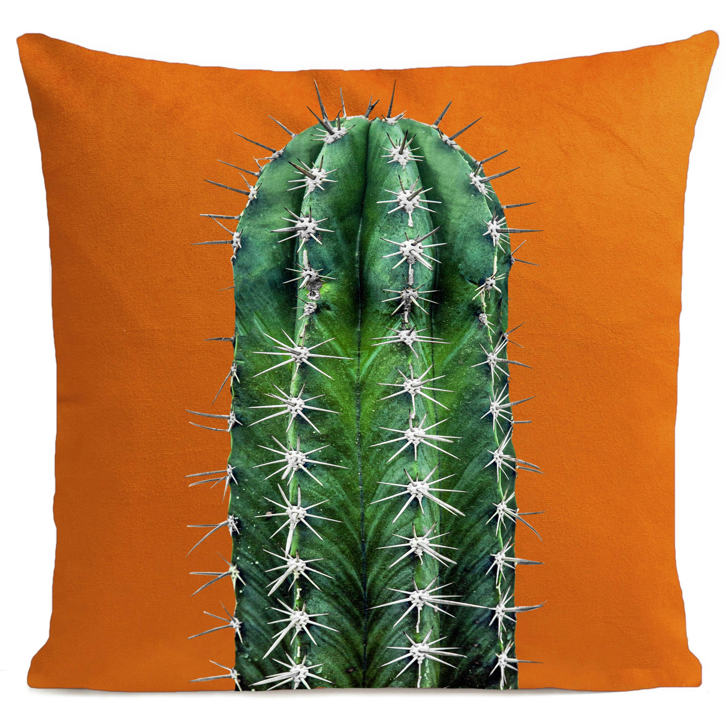 - Coussin tropical cactus suédine orange 40x40cm