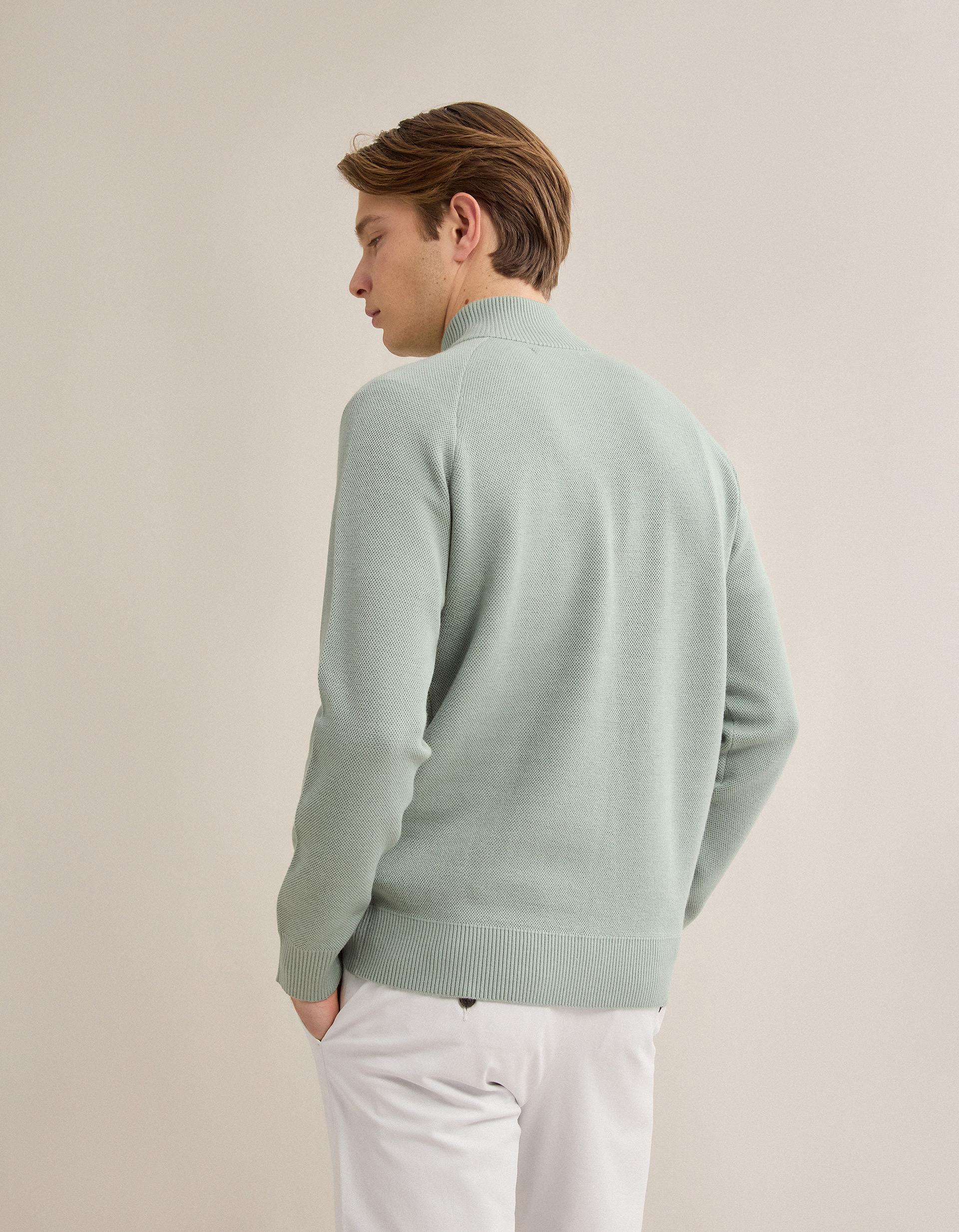 Camisola de Malha Waffle, Homem, Verde Claro