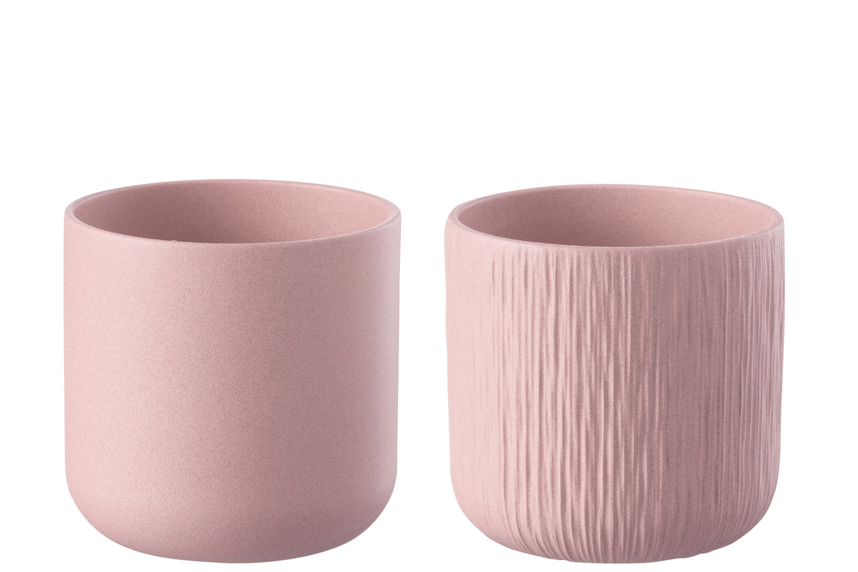 J-Line bloempot Gen - keramiek - roze - XL - 2 stuks - Ø 20.5 cm
