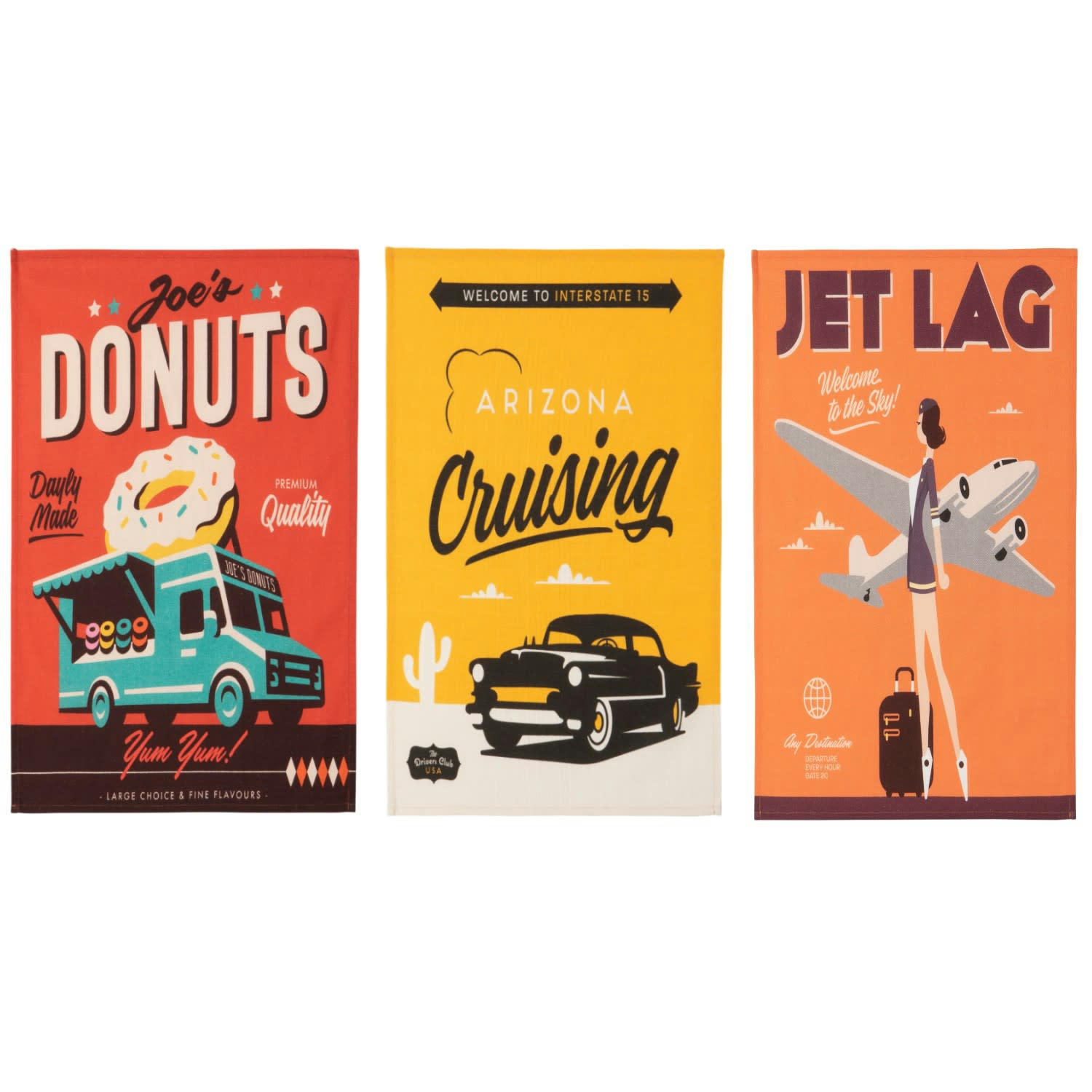 MISTERATOMIC - Boite 3 torchons en coton  orange 50x75