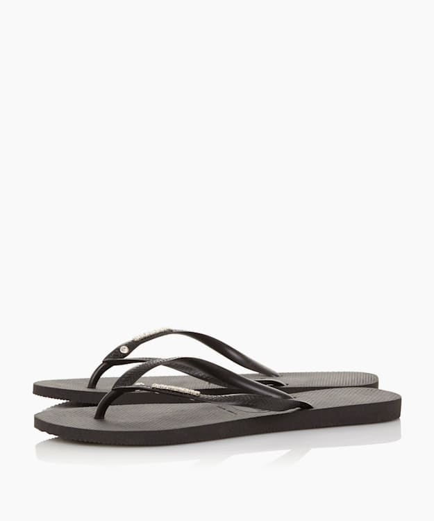 4129769 Black - Crystal Detail Flip Flops