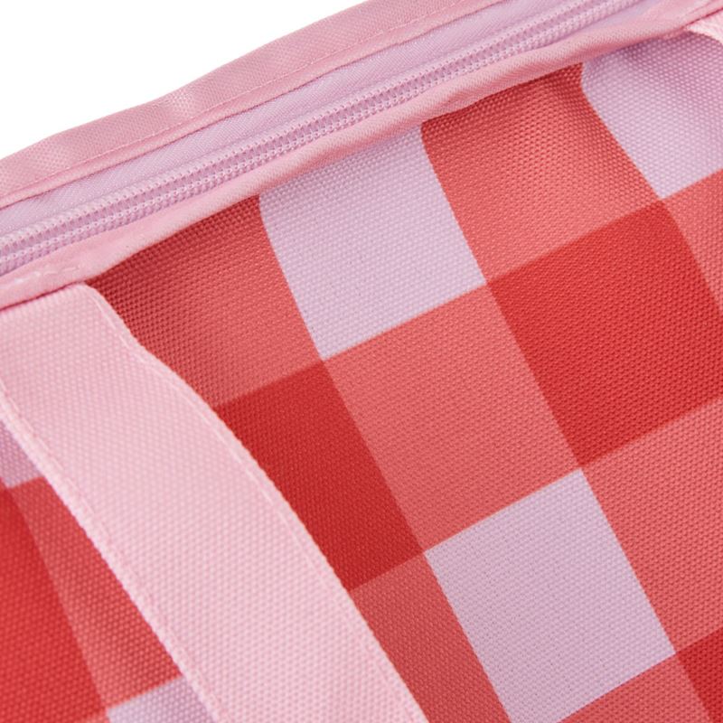 Pink and Red Gingham Canvas Beach Cooler Bag