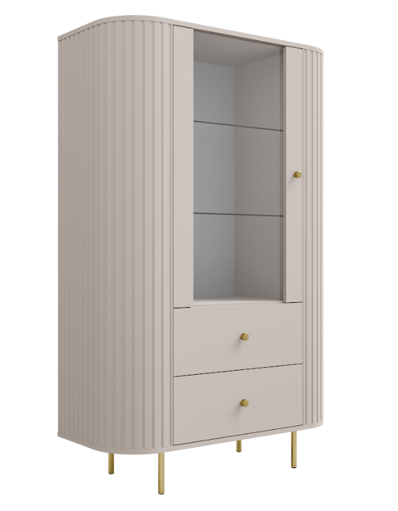 Beżowa Witryna zaokrąglone boki 100/150cm Owal 1d2sz LP