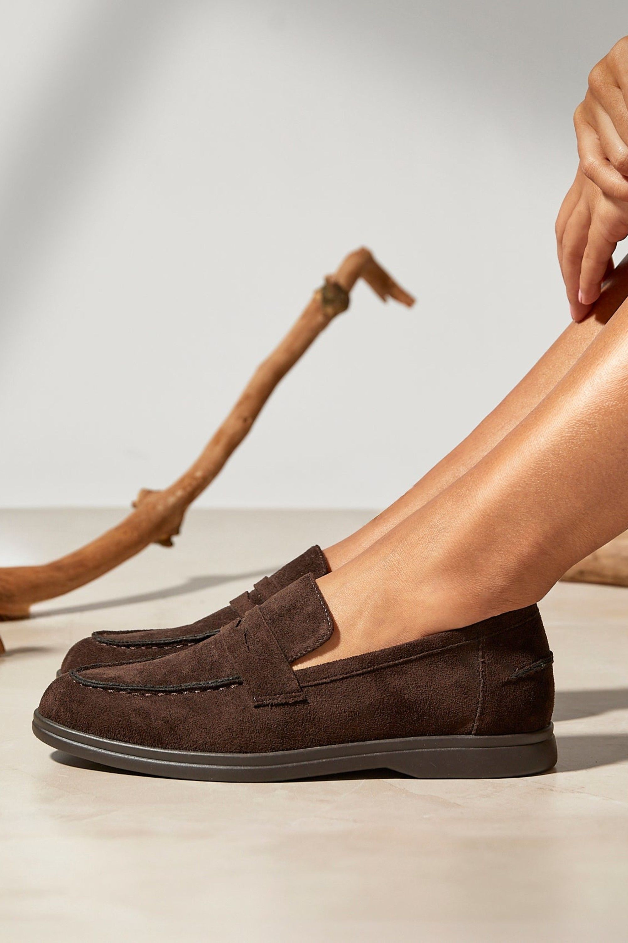 Linzi Review Brown Faux Suede Classic Loafer