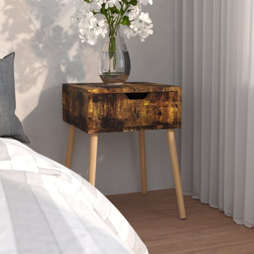 NNEVL Bedside Cabinet Smoked Oak 40x40x56 cm Chipboard