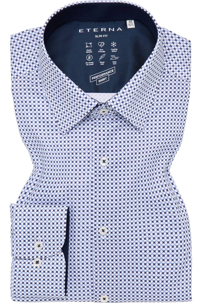 ETERNA Performance Slim Fit Tencel Hemd dunkelblau, Bedruckt