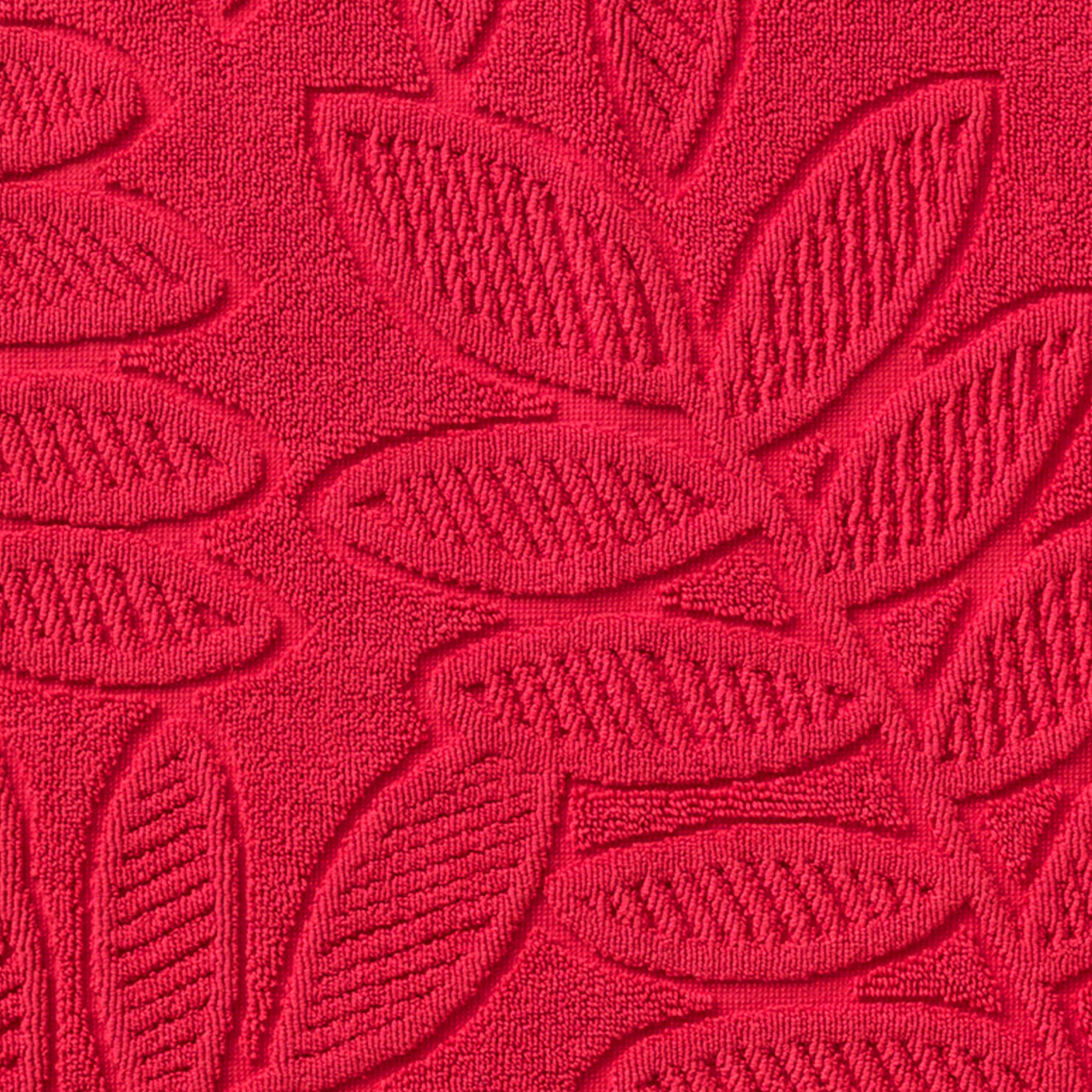 BALATA - Tapis de bain bouclette de coton jacquard ciselé rouge 50 x 90 cm