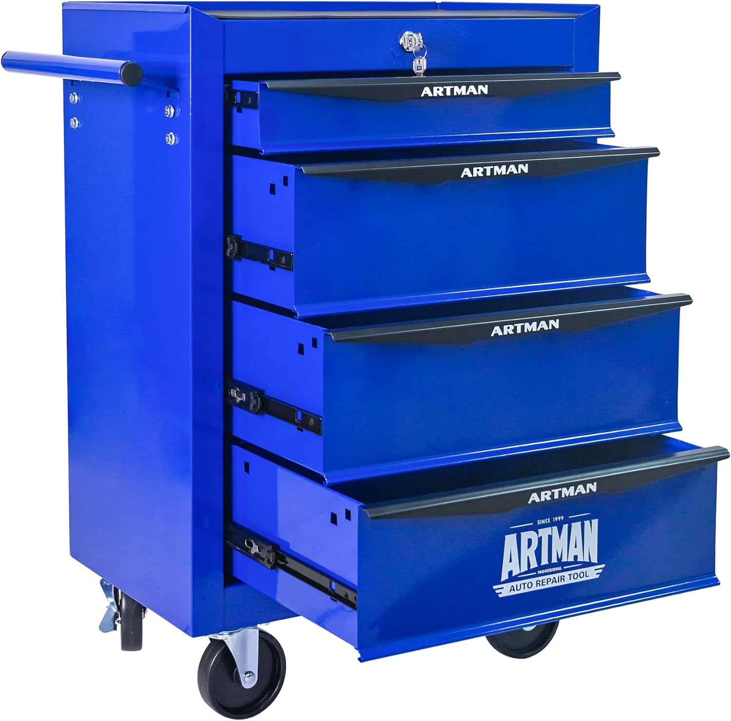 RYH 4 Drawers Rolling Tool Chest - 13 D x 20.9 W x 30.5 H Heavy Duty Mobile Tool Cart with Locking Wheels & Ball Bearing Drawers, Garage Tool Storage Cabinet (Blue, 4 Drawers)