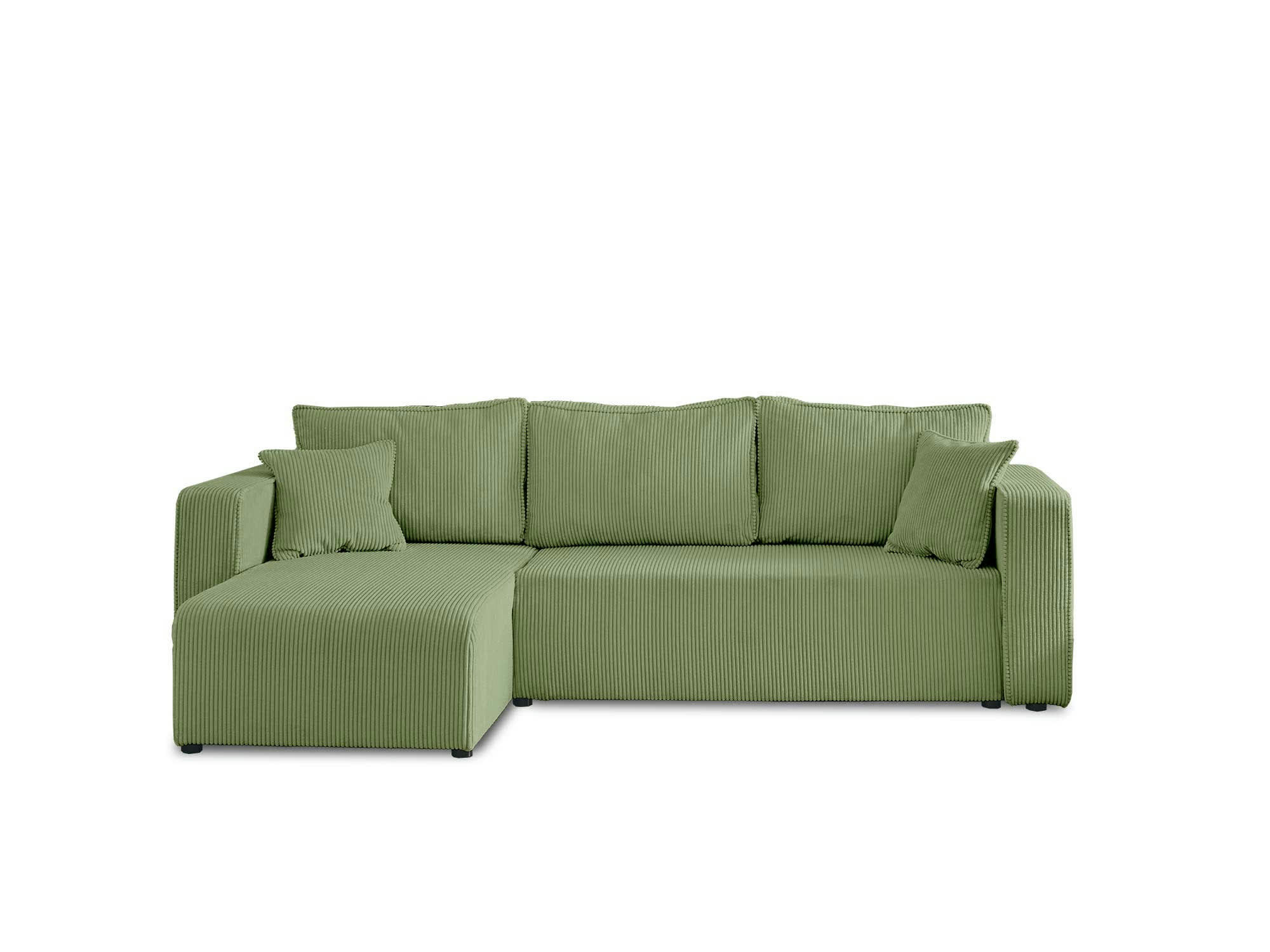 TOPAZE - Canapé d'angle réversible convertible 4 places en velours côtelé vert