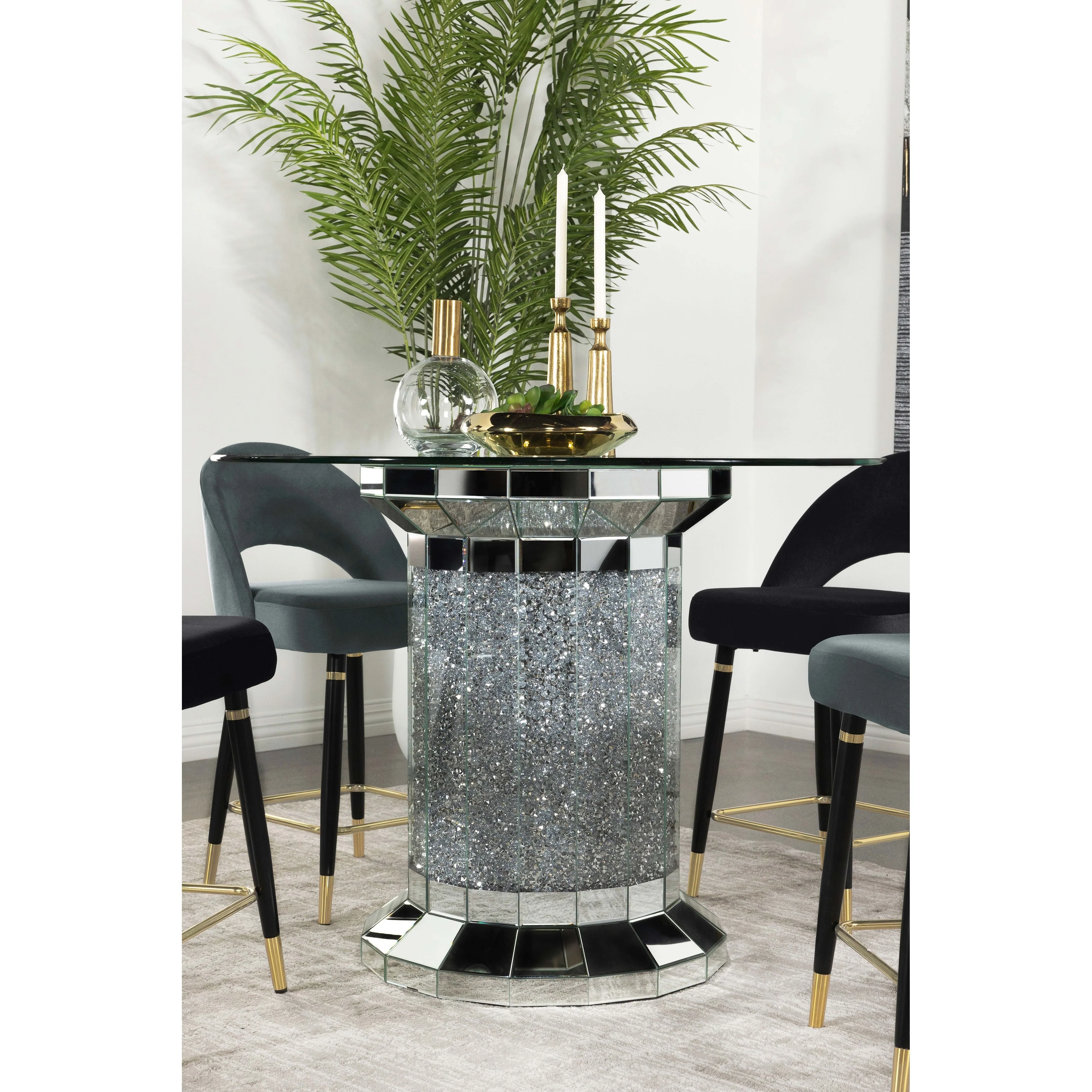 Ellie 52-inch Glass Top Counter Height Dining Table Silver