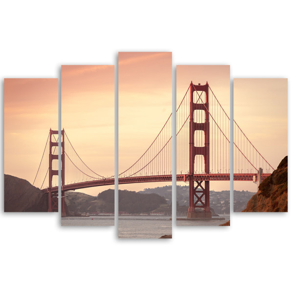 Feeby Obraz 5 częściowy na płótnie Most San Francisco