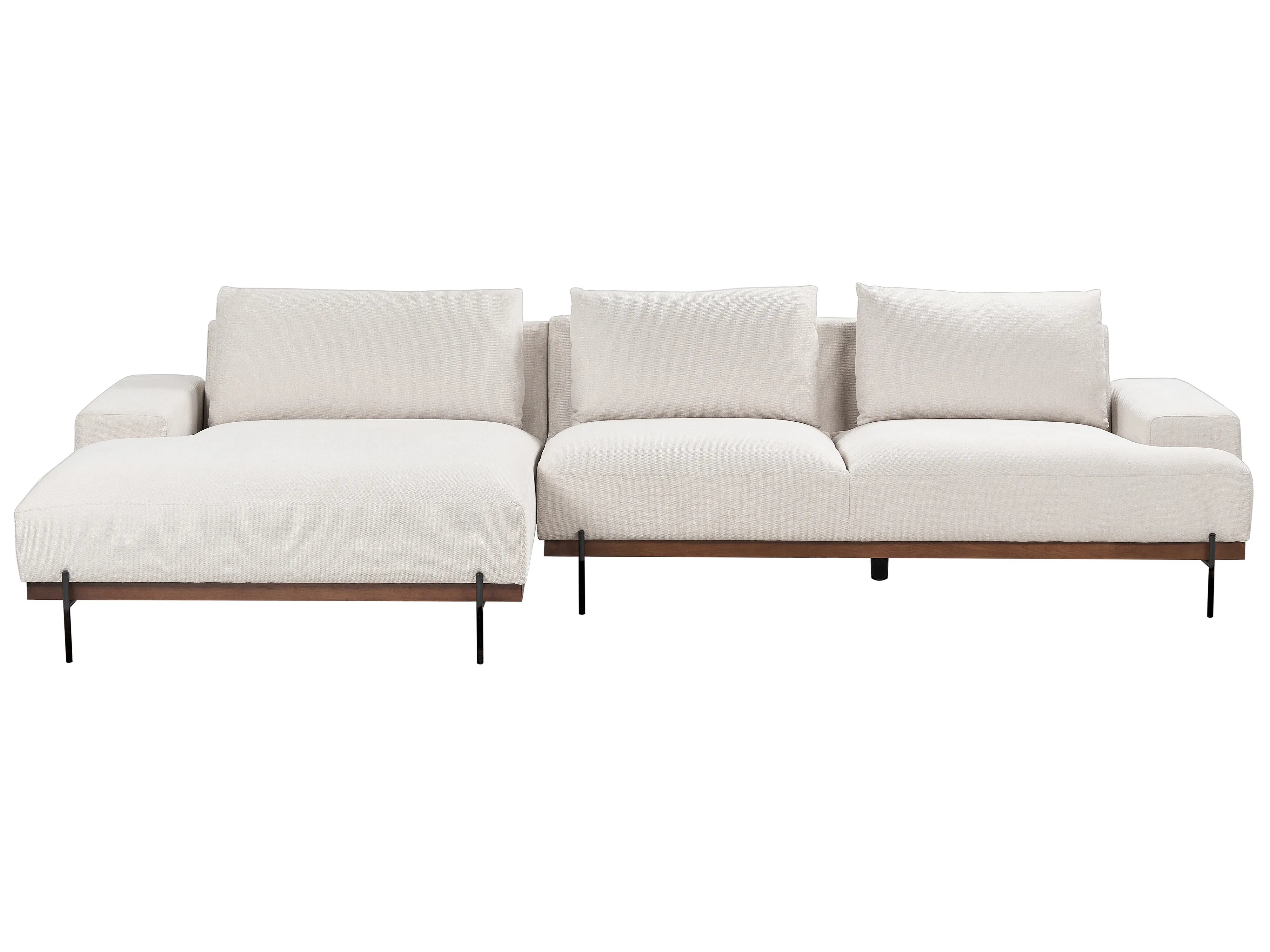 Corner Sofa 4 Seater MARIFERD Fabric Light Beige Left Hand