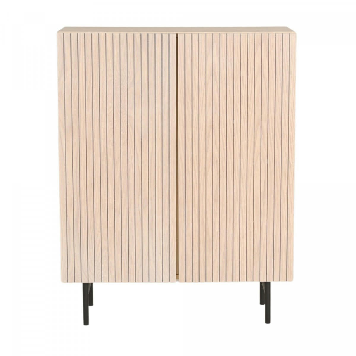 FIZO - Petit buffet 2 portes en tasseaux de bois naturel