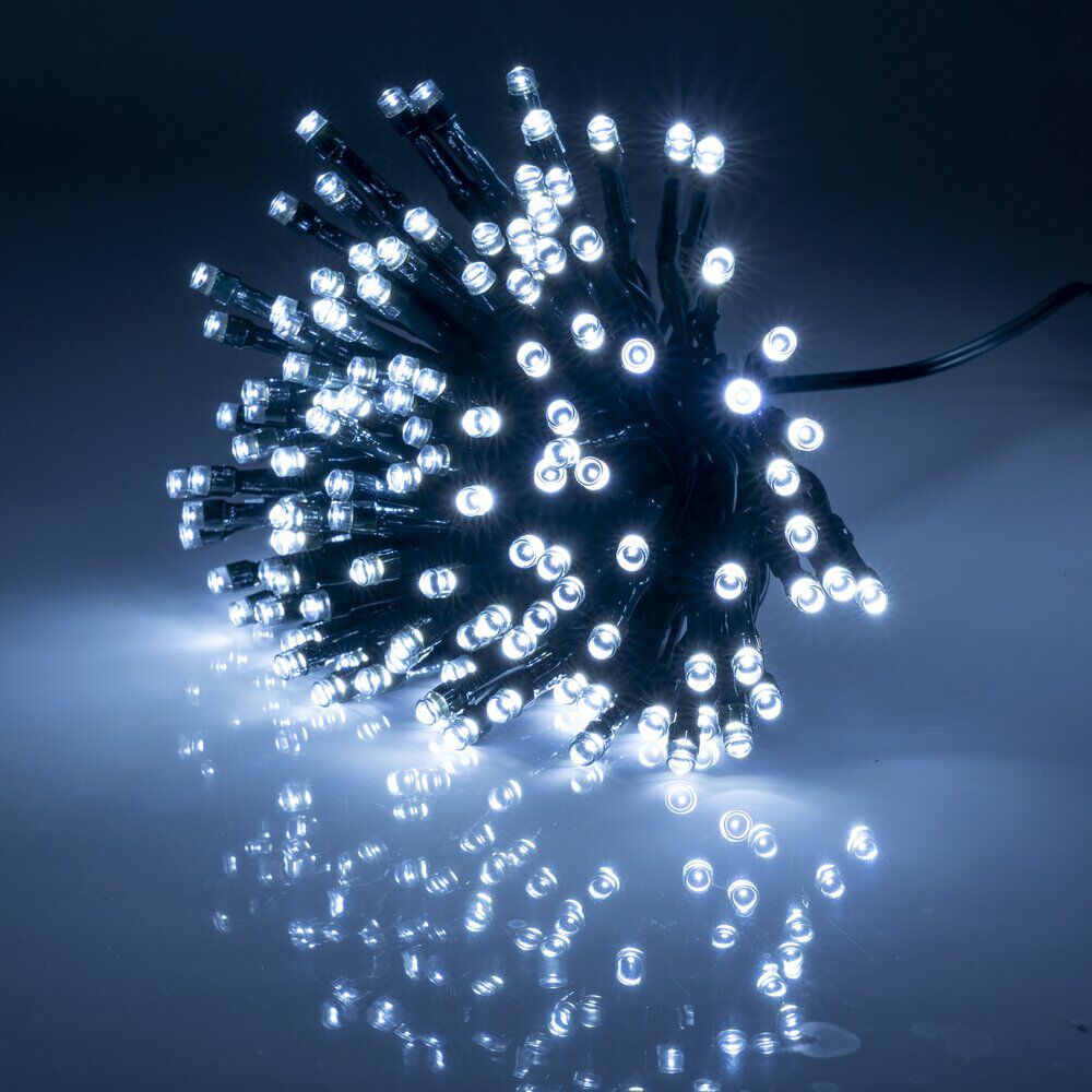 Guirlande de No&euml;l solaire lumineuse 120LED blanc froid L890cm