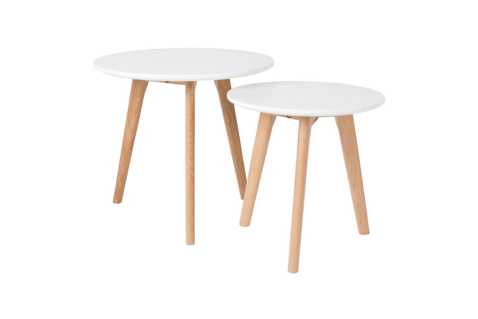 BODINE - Set de 2 tables d'appoint en bois blanc