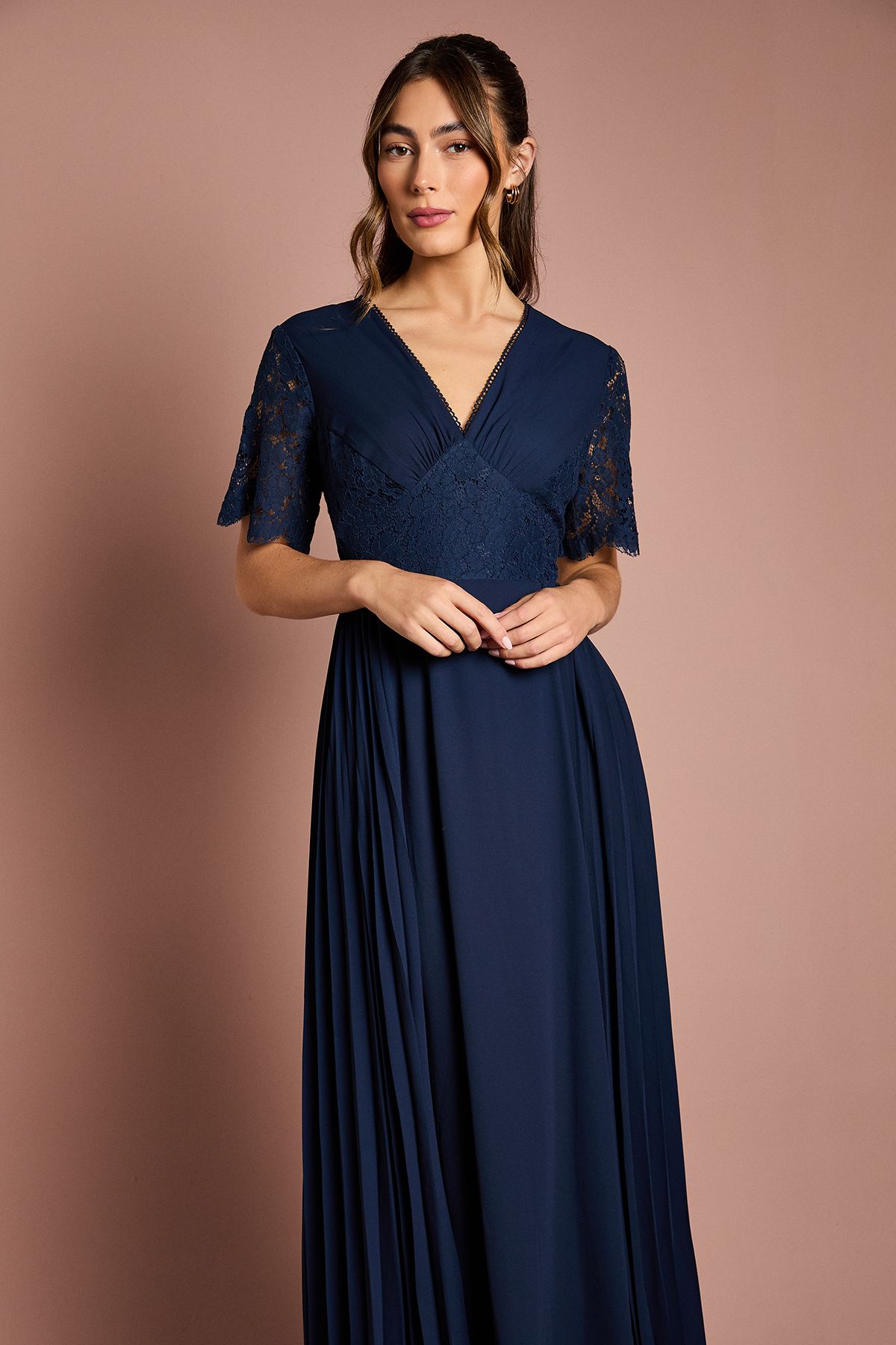 Coast Lace Sleeve V Neck Bridesmaid Dress