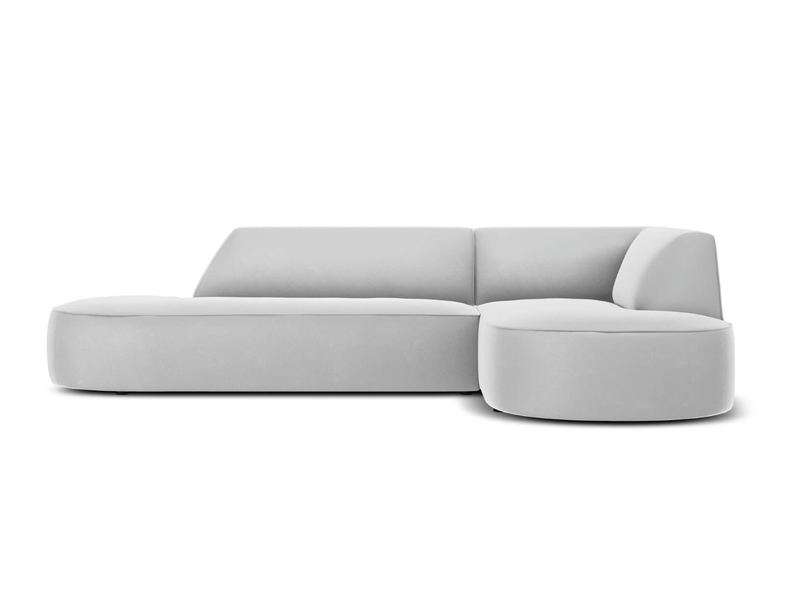 CHARLES - Canapé D'Angle Droit 4 places en Velours Gris Clair