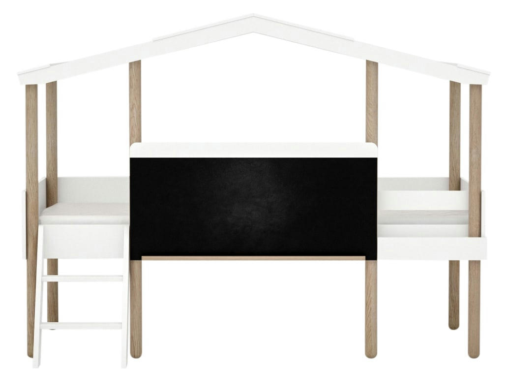 PILOTI PLAY - Lit enfant   blanc   effet bois   90x200