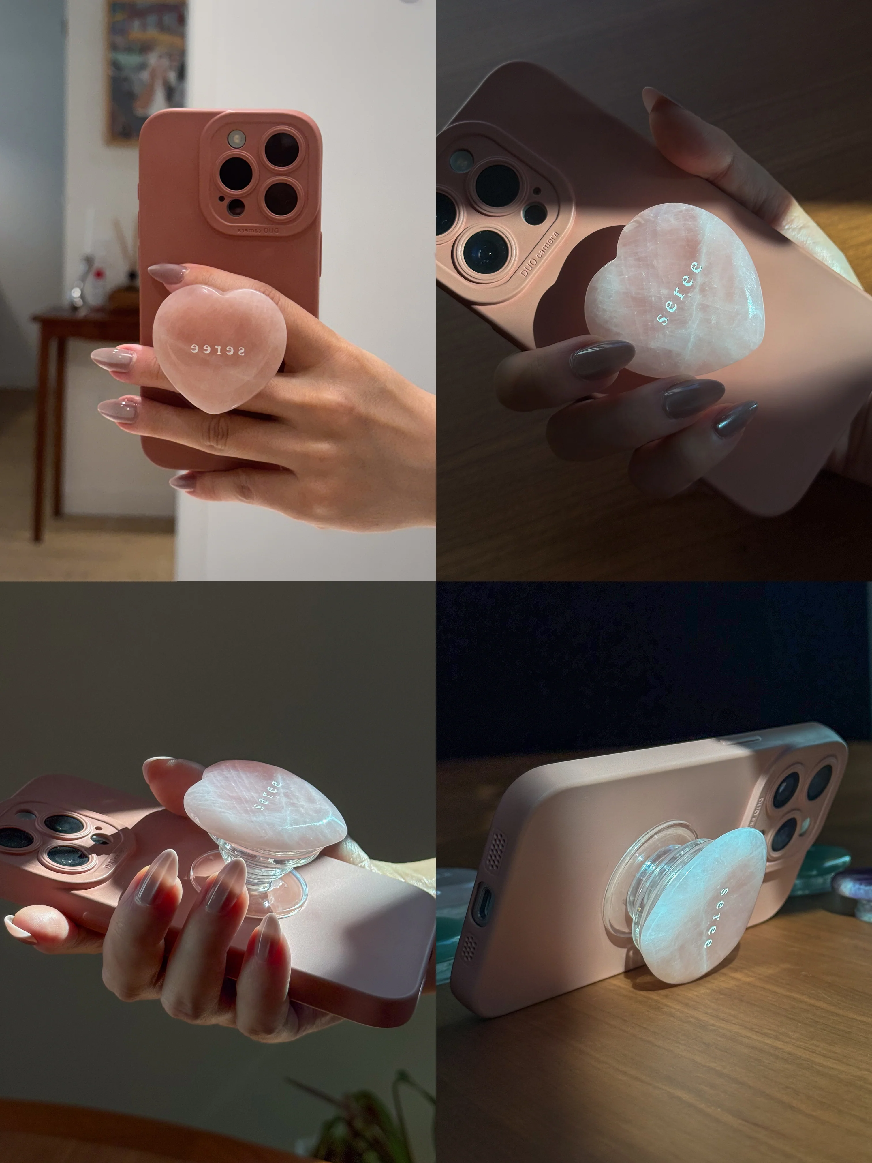 Jade Stone Pop Grip in Heart